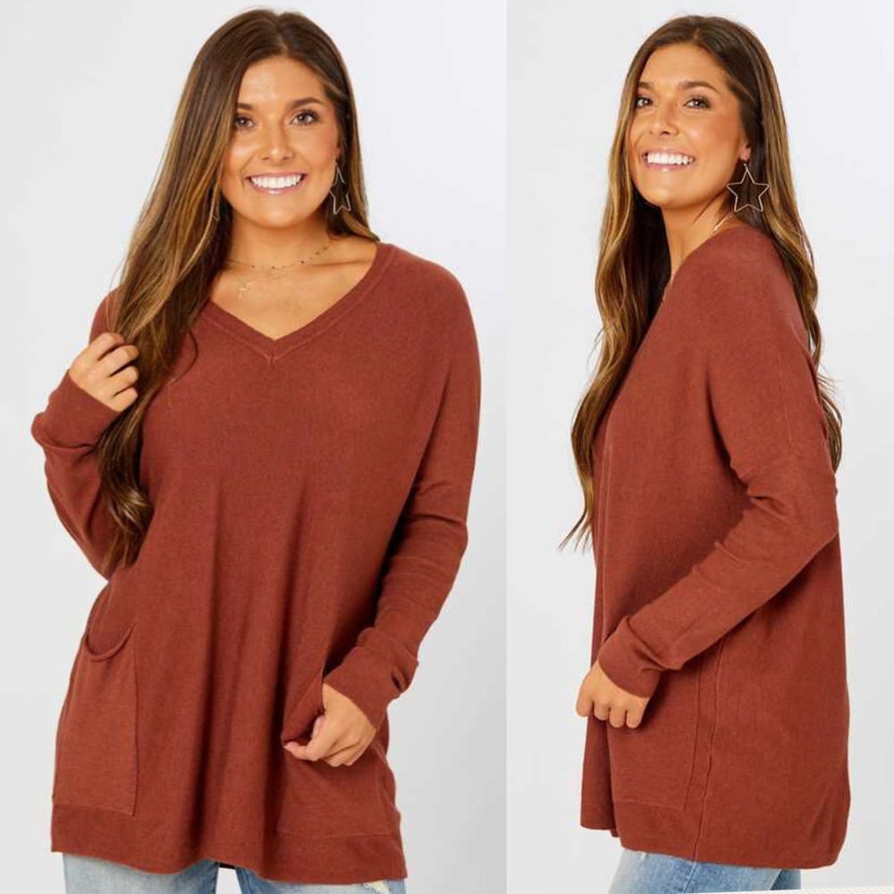 Ackley Sweater Heather Brick Rust M/L NEW - Picture 5 of 5